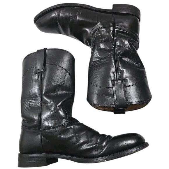 Justin ~Men\'s Size 9.5B~ Black Leather Western Boots. main image 2